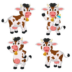 Cartoon funny cow collection set