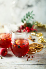 Traditional homemade berry punch with spices