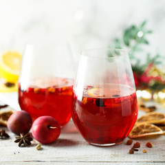 Traditional homemade berry punch with spices