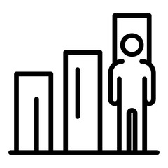 Career growth chart icon. Outline career growth chart vector icon for web design isolated on white background