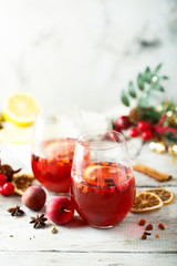 Traditional homemade berry punch with spices