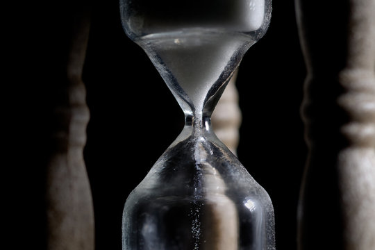 sand in the hourglass, close-up.