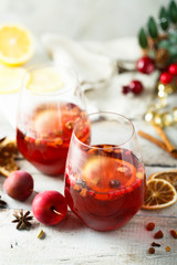 Traditional homemade berry punch with spices