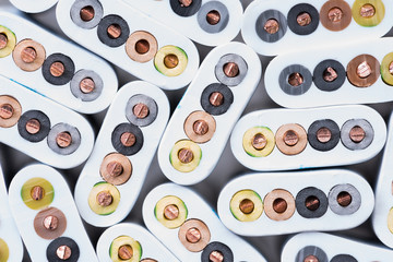 Fototapeta premium Electrical cable close-up, cross section, energy and technology concept