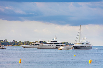 Sea bay marina with yachts and boats in Cannes