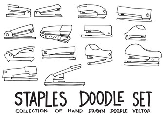 Set of Staples Drawing illustration Hand drawn doodle Sketch line vector eps10