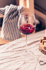 Glass of wine on a table