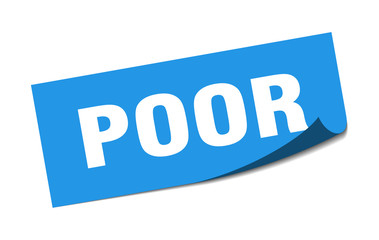 poor sticker. poor square isolated sign. poor