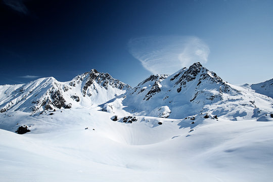 Austria, Tyrol, Ischgl, winter landscape in the mountains