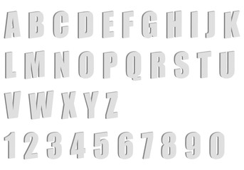 Abecedario y números de color blanco sobre fondo blanco.