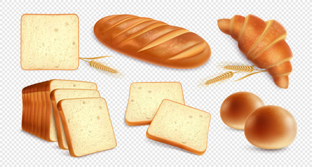 Realistic Bread Transparent Set