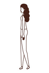 silhouette of young woman standing on white background