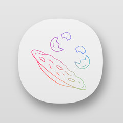 Omelette app icon. Fast cooking dish. Restaurant, cafe breakfast menu. Scrambled, fried eggs. Organic farming product. UI/UX user interface. Web or mobile applications. Vector isolated illustrations