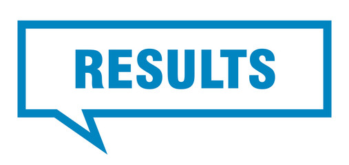 results sign. results square speech bubble. results