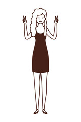 silhouette of young woman standing on white background