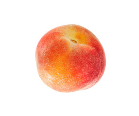 Beautiful ripe peach fruit isolated on white background.