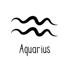 Aquarius astrological zodiac sign isolated on white background. Simple horoscope icon, astrology logo. Vector illustration.
