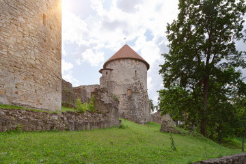 Fototapeta na wymiar Old castle view in Cesis, Latvia