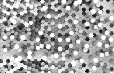 Duo tone hexagon 3D background texture. 3d rendering illustration. Futuristic abstract background.