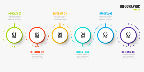 Timeline infographic design vector can be used for workflow layout, diagram, presentations, web design. Business concept with 6 options, steps or processes.