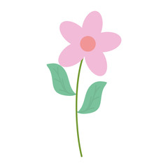 cute flower and leafs garden plant decorative icon