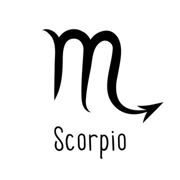 Scorpio astrological zodiac sign isolated on white background. Simple horoscope icon, astrology logo. Vector illustration.