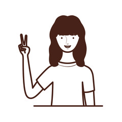 silhouette of young woman on white background