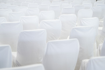 Close up white chair cover in the backside for simple and minimal background.