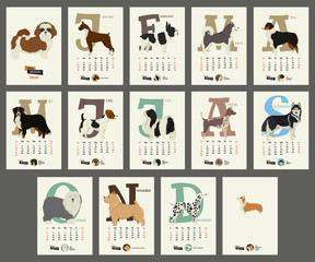 The calendar 2020 Dog breeds