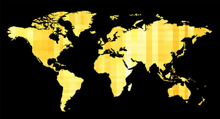 World map. Abstract pattern with yellow squares