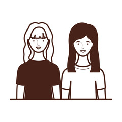 silhouette of young women on white background