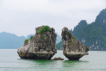 Trong Mai islet (Cock and Hen Island) in Halong bay, Vietnam