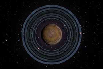 Planet Saturn Galaxy 3D Illustration