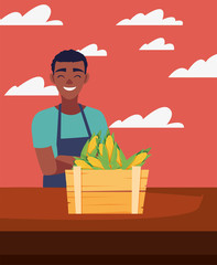 seller man farm products harvest