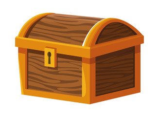 Antique wooden chest with keylock cartoon