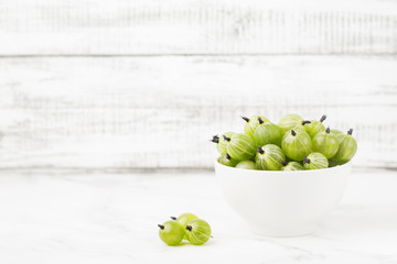 Green ripe gooseberries