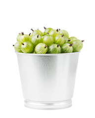 Green ripe gooseberries isolated