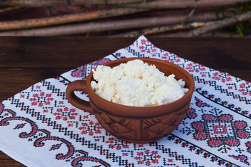 natural curd in clay pot, fresh farm food