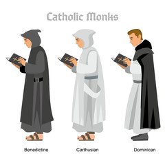 catholic priest in robes, flat illustration