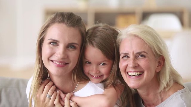 European family three female generations mother daughter and grandmother portrait