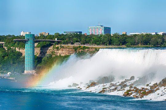 Niagara Falls, New York state, USA. Lookout tower at Niagra Falls