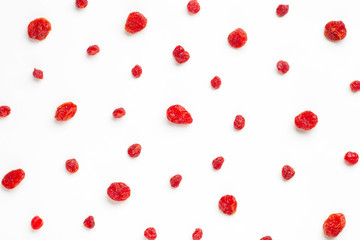 pattern of dried fruits on white background