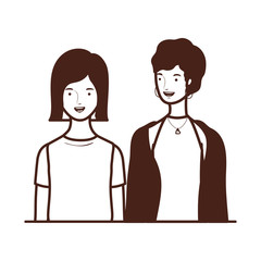 silhouette of young women on white background