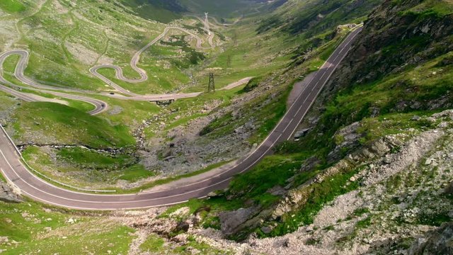 Aerial view Transfagaras mountain road, Romania, Transylvania