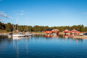 Fototapeta na wymiar View on Hölick a little village in the nature preserve Hornslandet a peninsula in East Sweden