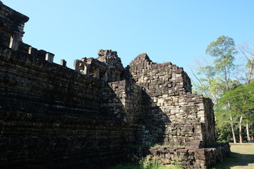 Fragment of a dilapidated corner defensive tower. Antiquities of Southeast Asia.