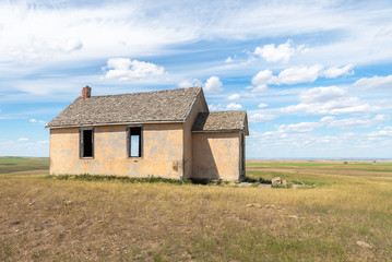 Abandoned One Room School on a Hilltop in Cypress County,  Alberta, Canada