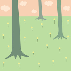 Cute hand drawn simple cartoon landskape. Childish print for nursery,  apparel, poster, postcard and child's room, and ect.