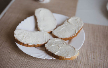Fototapeta na wymiar Butter on the bread 
