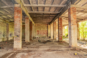 Fototapeta na wymiar Empty,abandoned military warehouse